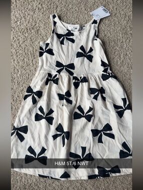 H&M Cream Dress with Black Bow Print